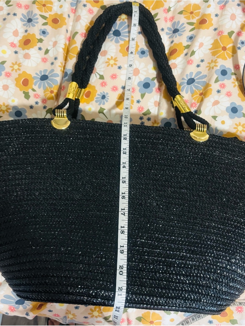 Black Woven Tote Bag - Classic Handheld Style - Picture 13 of 14